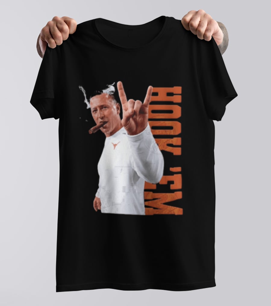 Steve Sarkisian Texas Longhorns NCAA Hook Em Smoking Cigar T-Shirt