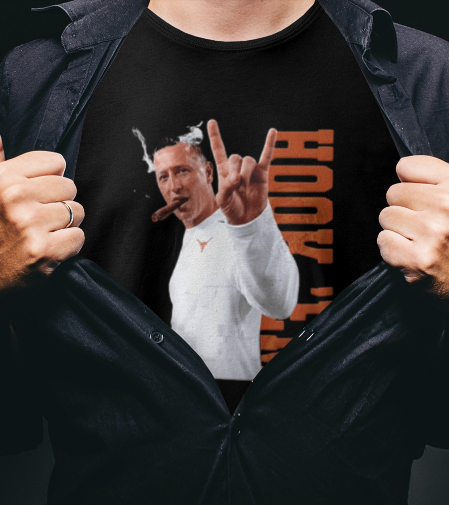 Steve Sarkisian Texas Longhorns NCAA Hook Em Smoking Cigar T-Shirt
