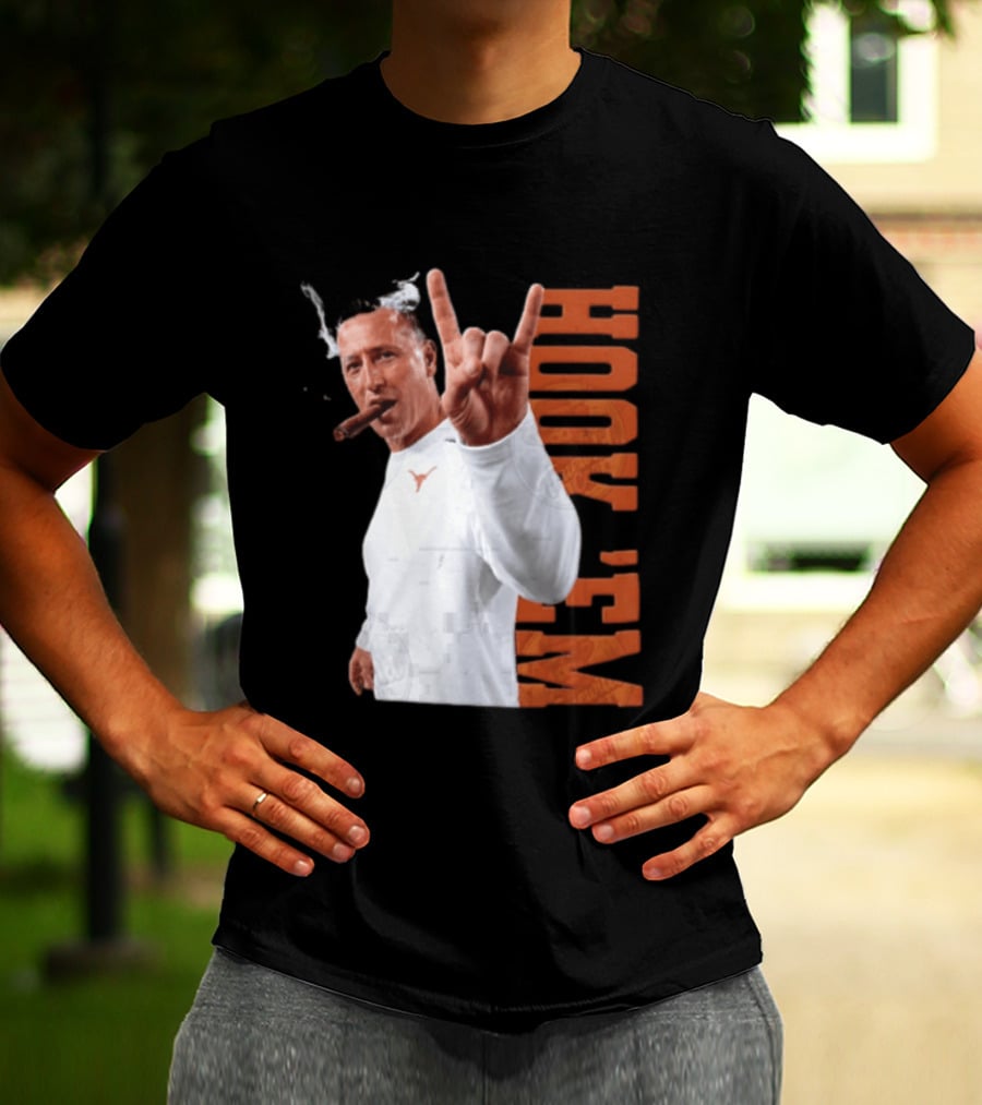 Steve Sarkisian Texas Longhorns NCAA Hook Em Smoking Cigar T-Shirt
