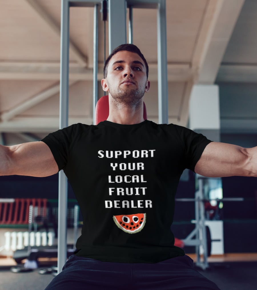 Support Your Local Fruit Dealer Pixelated Watermelon Slice T-Shirt