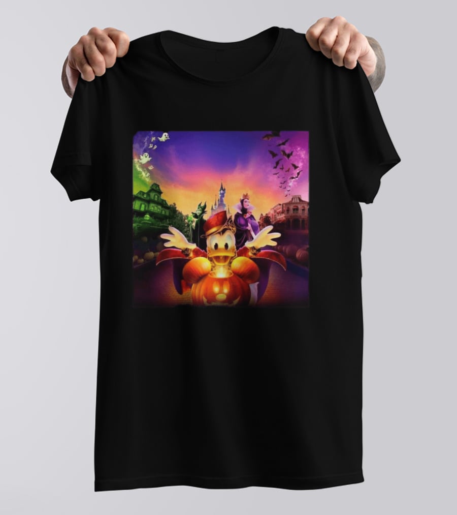 2026 Disney Halloween Festival Disneyland Paris With Haunted Mansion And Donald Duck T-Shirt