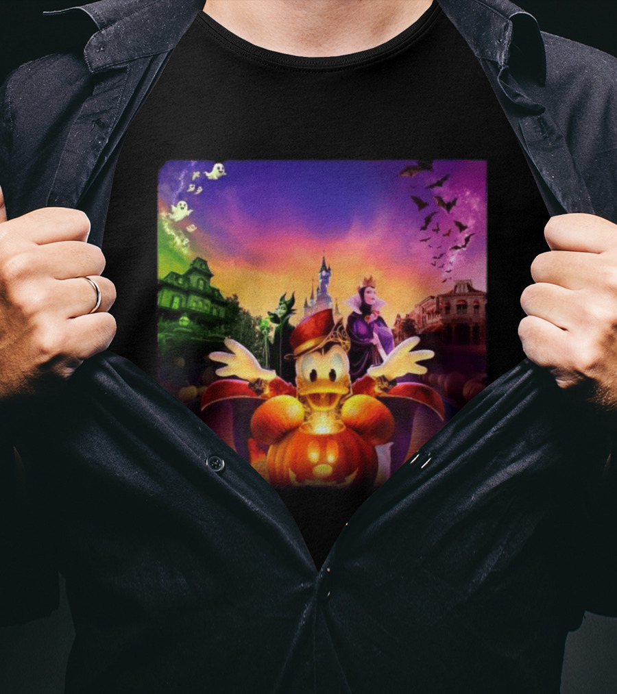 2026 Disney Halloween Festival Disneyland Paris With Haunted Mansion And Donald Duck T-Shirt