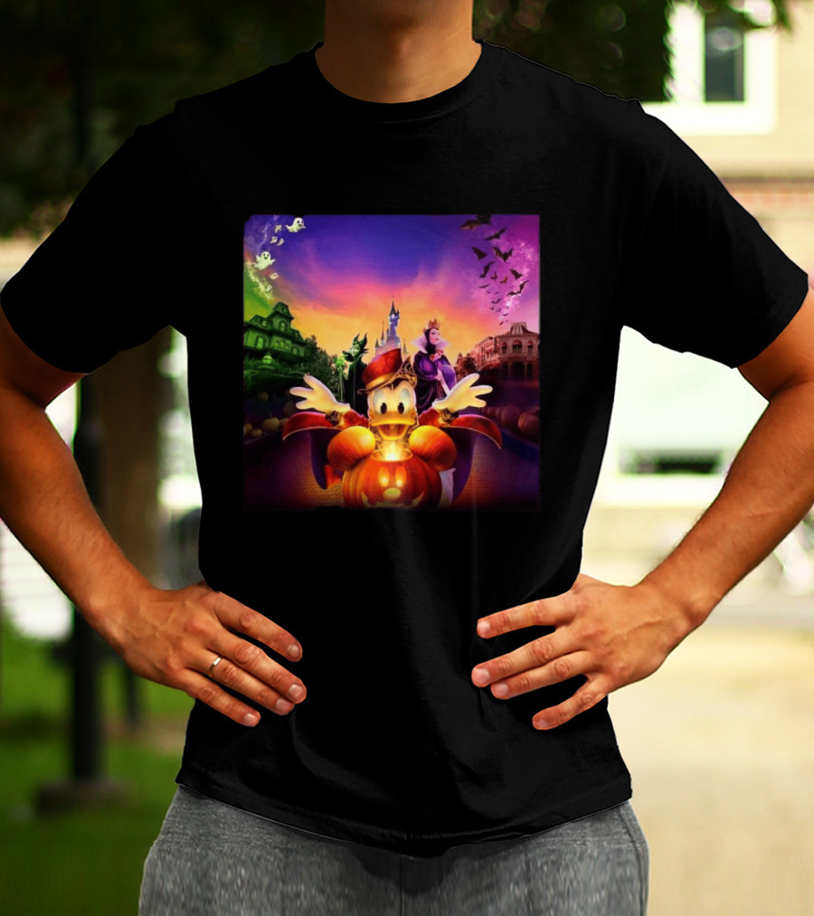 2026 Disney Halloween Festival Disneyland Paris With Haunted Mansion And Donald Duck T-Shirt