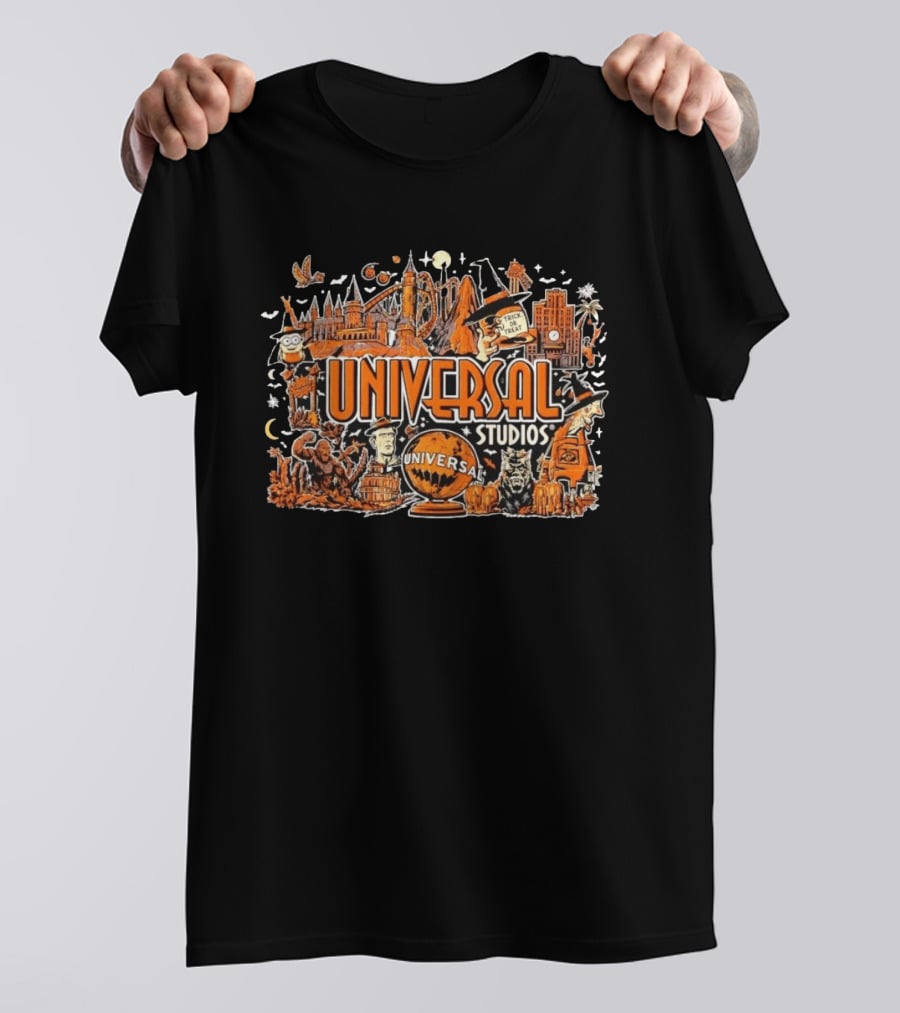 Universal Studios Halloween Horror Nights Trick Or Treat Monsters And Roller T-Shirt