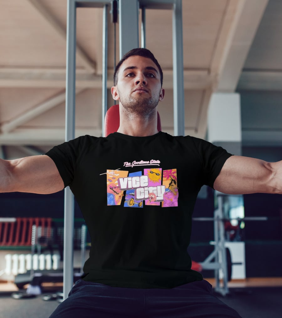 The Goodtime State Vice City Chunker Gaming Retro Tropical T-Shirt
