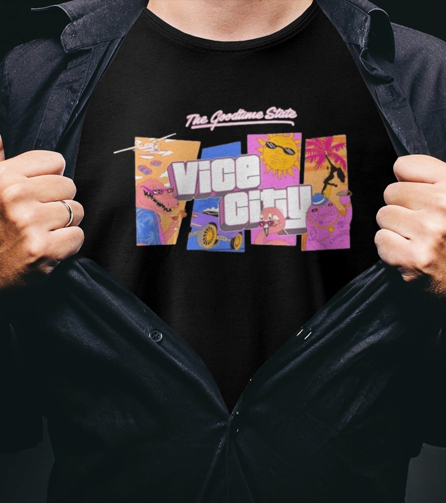 The Goodtime State Vice City Chunker Gaming Retro Tropical T-Shirt