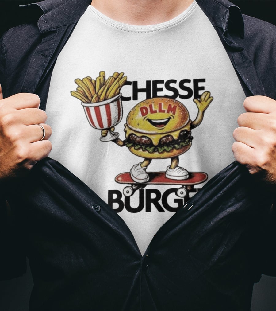 Hong Kong Dllm Chesse Burger Skateboard Fries T-Shirt
