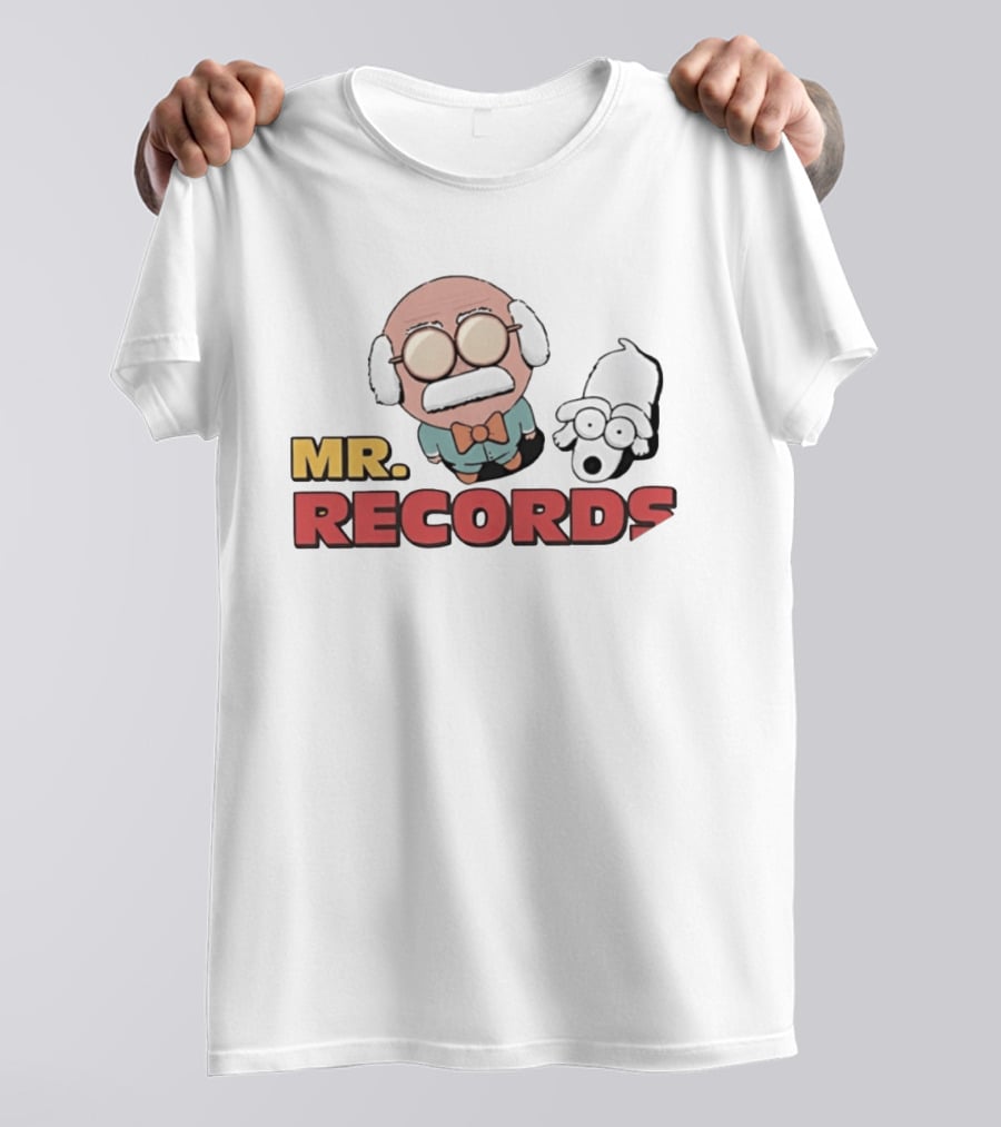 MR. RECORDS Cartoon Style Grandpa And Dog Duo T-Shirt