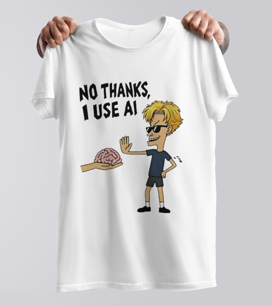 No Thanks I Use AI Cartoon Character Rejecting Brain T-Shirt