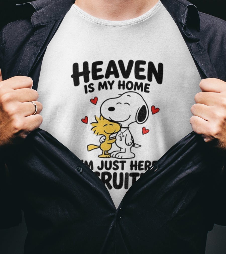 Heaven Is My Home Snoopy Hugs Woodstock I'm Just Here Recruiting T-Shirt