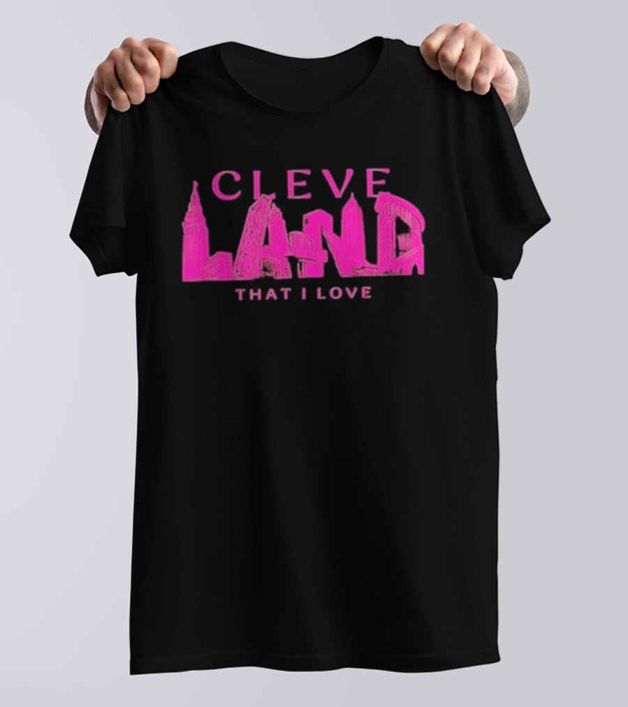 Cleveland Landmarks That I Love Pink Skyline T-Shirt