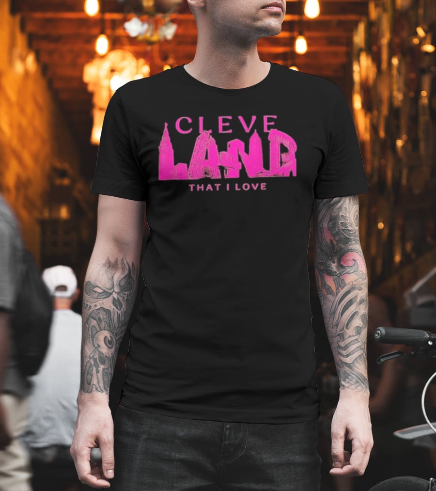 Cleveland Landmarks That I Love Pink Skyline T-Shirt