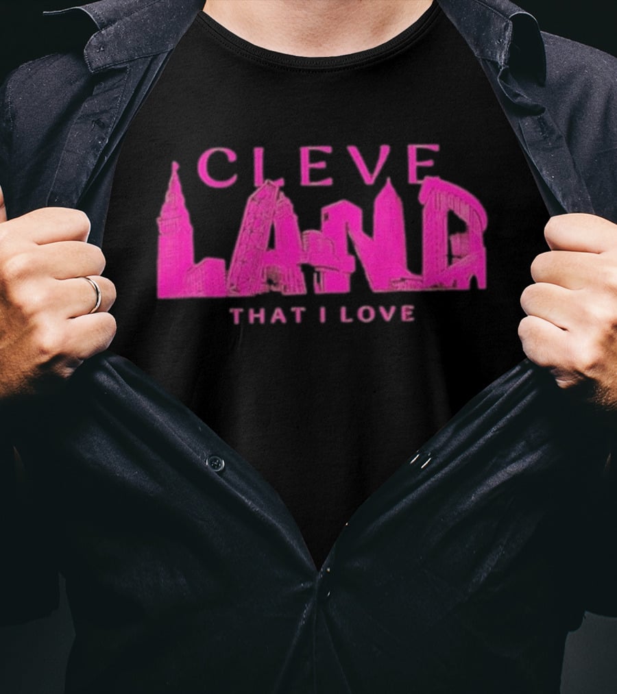 Cleveland Landmarks That I Love Pink Skyline T-Shirt