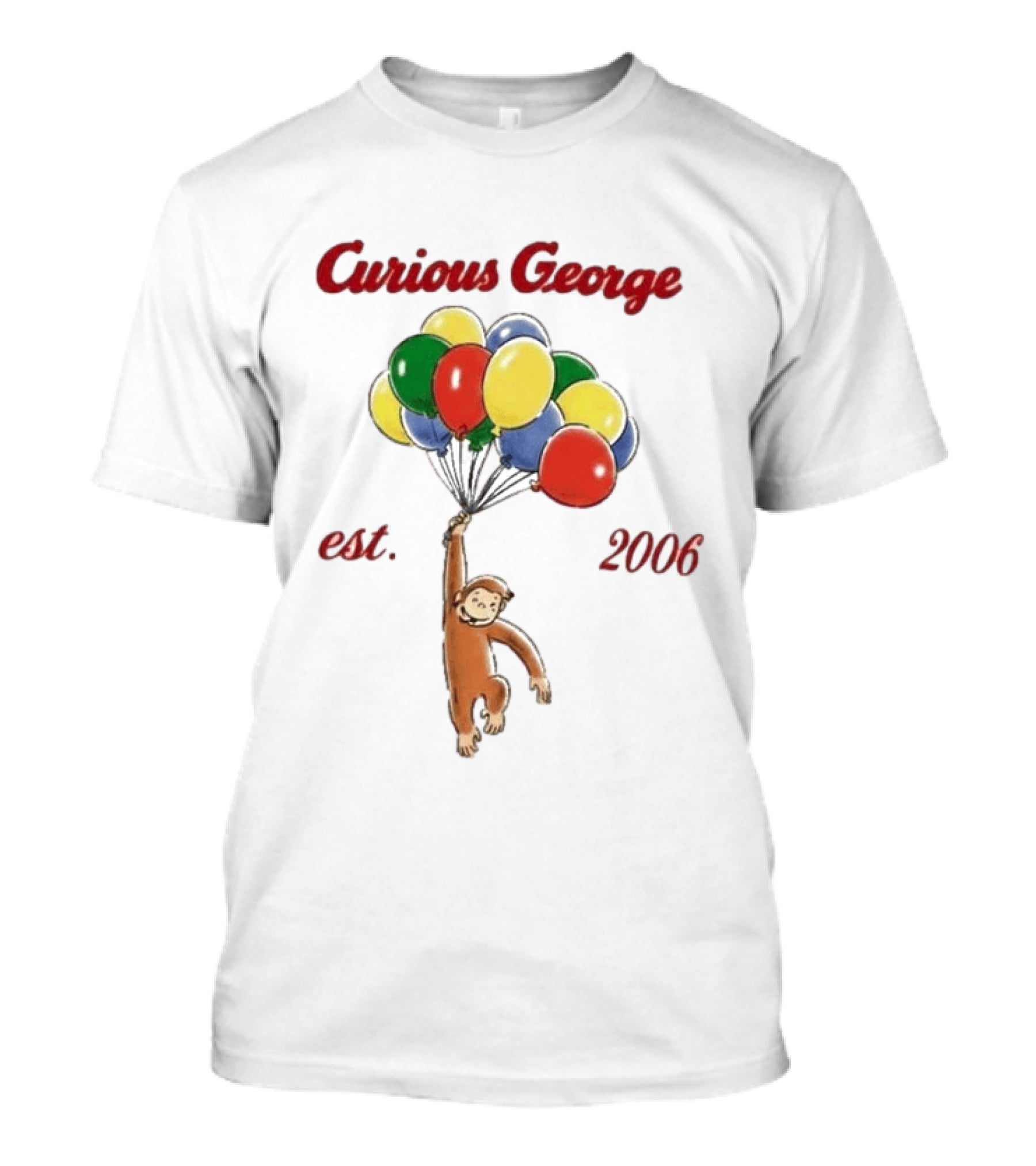 Curious George Est 2006 Balloons Vintage Style Retro Fun T-Shirt
