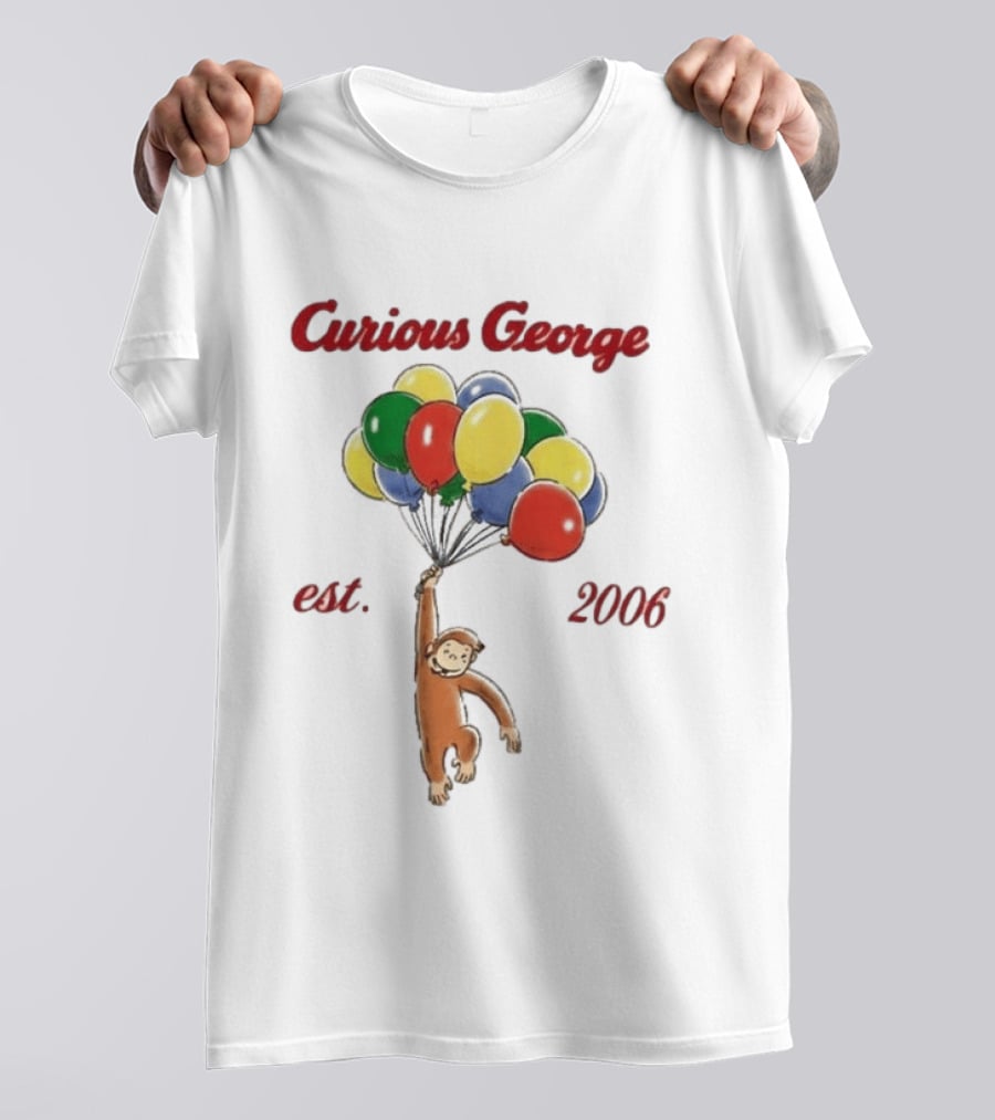 Curious George Est 2006 Balloons Vintage Style Retro Fun T-Shirt