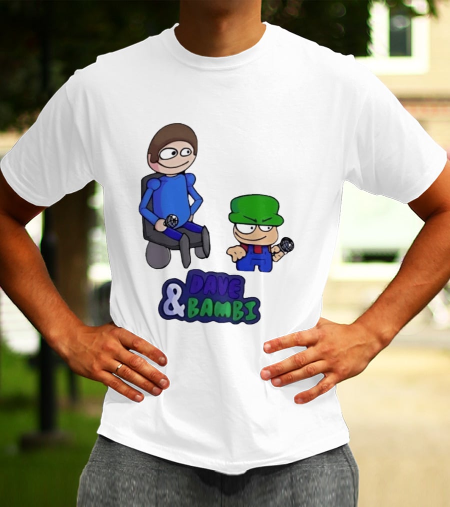 Friday Night Funkin Dave And Bambi Characters With Microphones T-Shirt