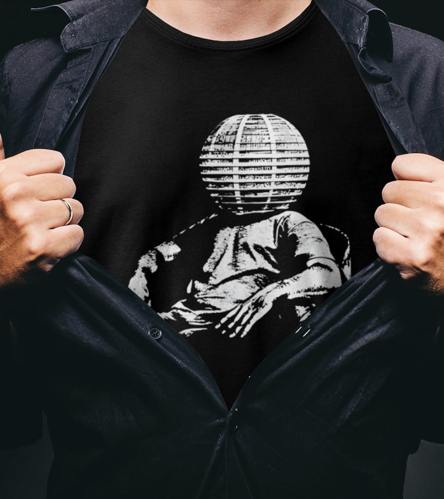 Sure, Here's A New Title For The : "Surreal Distressed Globe Head Sitting Figure T-Shirt