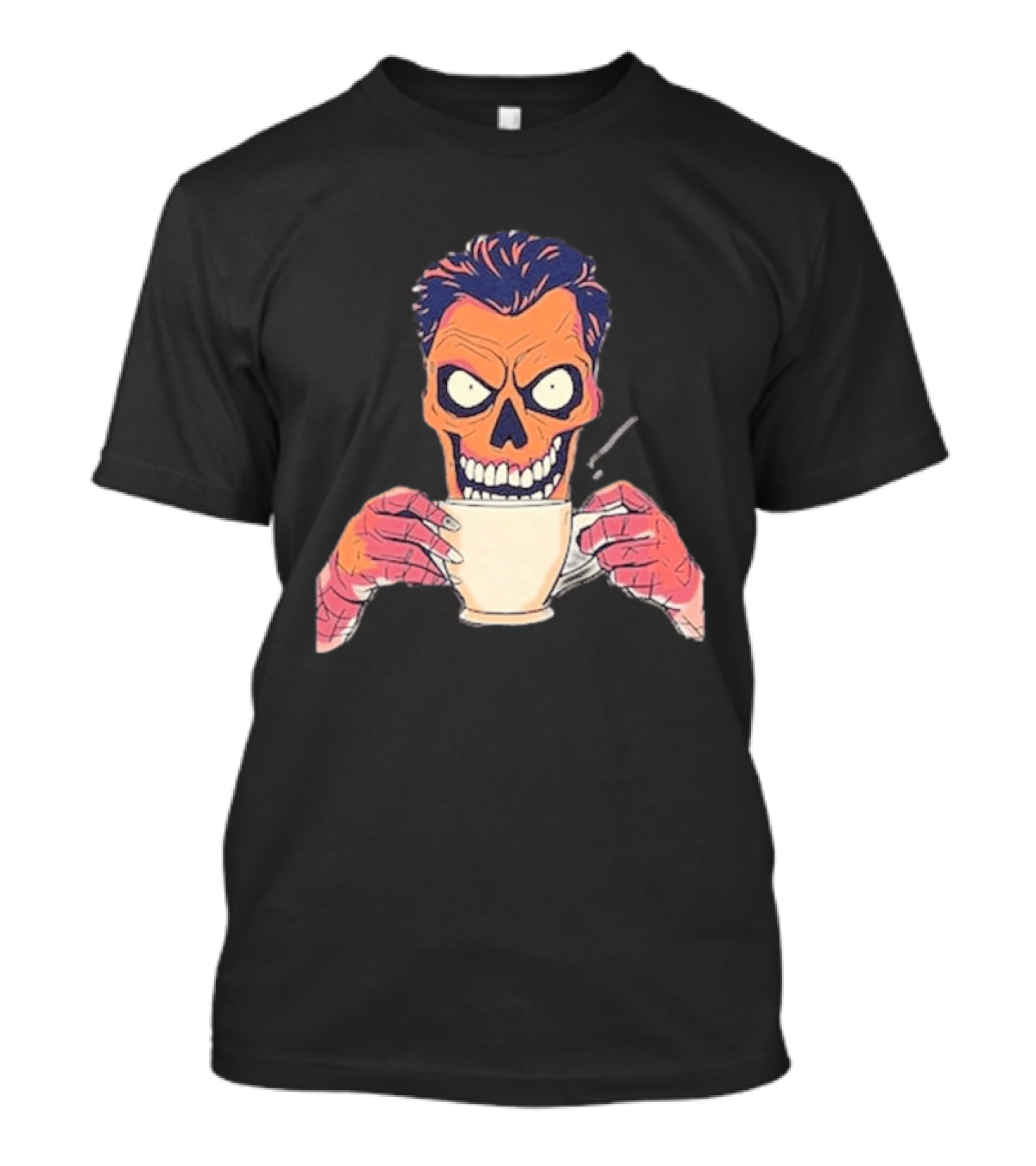 Skull Drink Coffee Skeleton Comic Unique T-Shirt