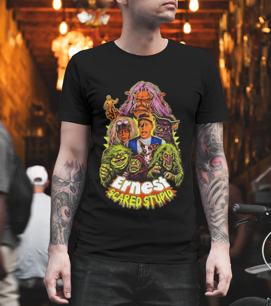 Ernest Scared Stupid Movie Characters Jim Varney Trolls Colorful T-Shirt
