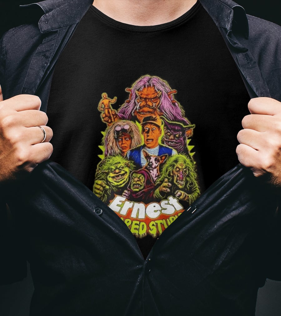 Ernest Scared Stupid Movie Characters Jim Varney Trolls Colorful T-Shirt