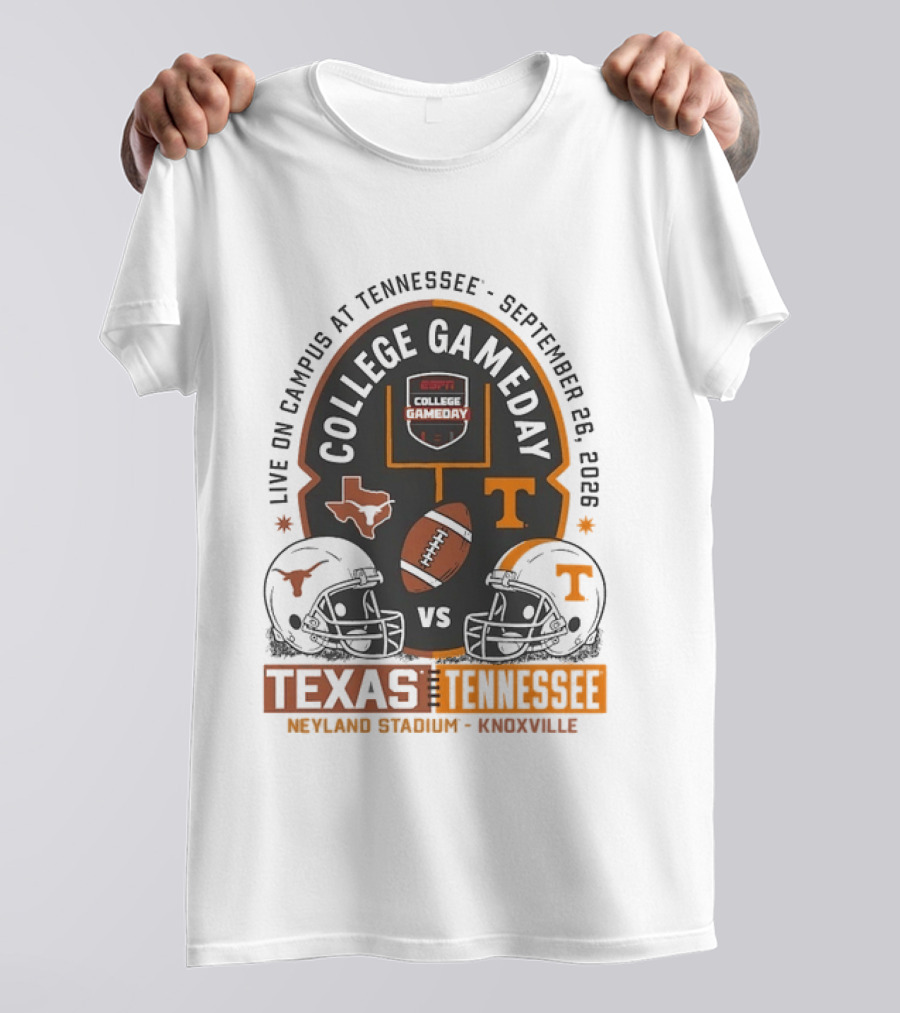 Live On Campus ESPN College GameDay Texas Vs Tennessee Neyland Stadium September 26 2026 T-Shirt