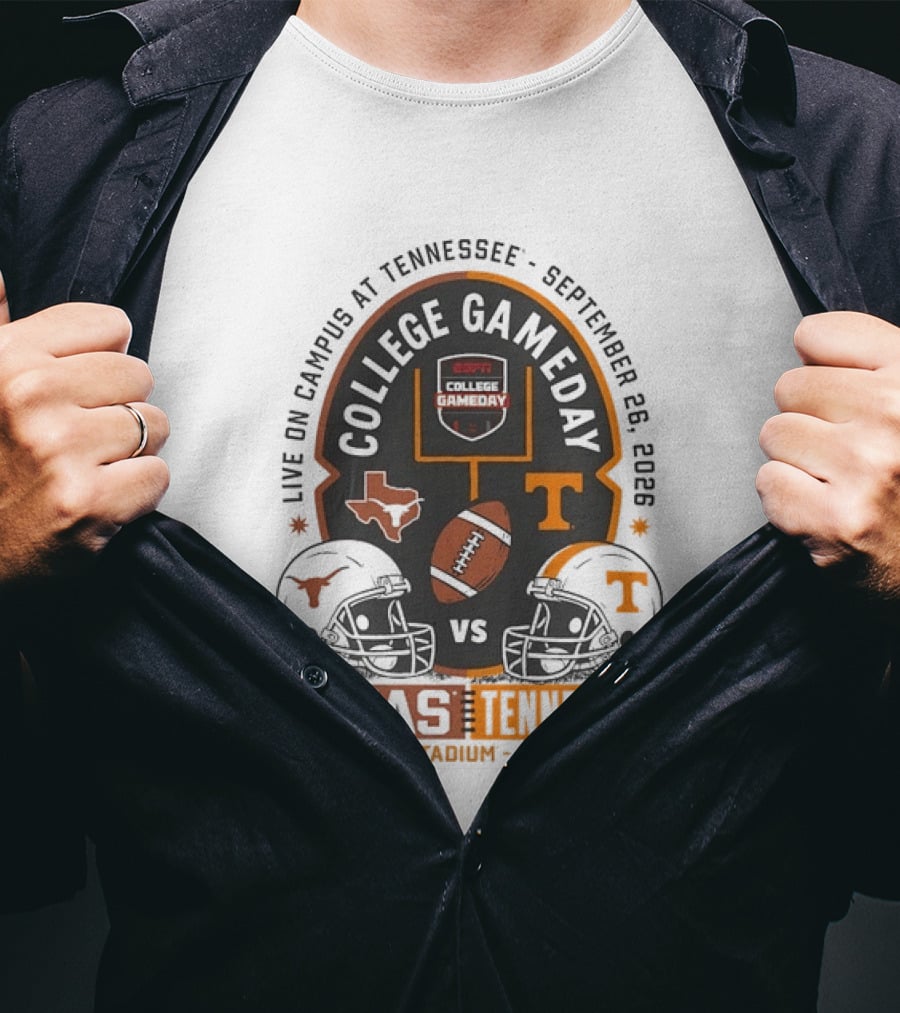 Live On Campus ESPN College GameDay Texas Vs Tennessee Neyland Stadium September 26 2026 T-Shirt