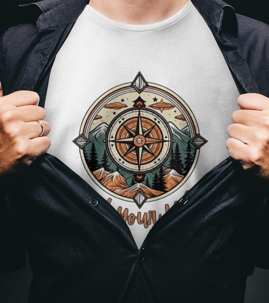 Find Your Wild Compass Mountain Adventure Nature Exploration T-Shirt