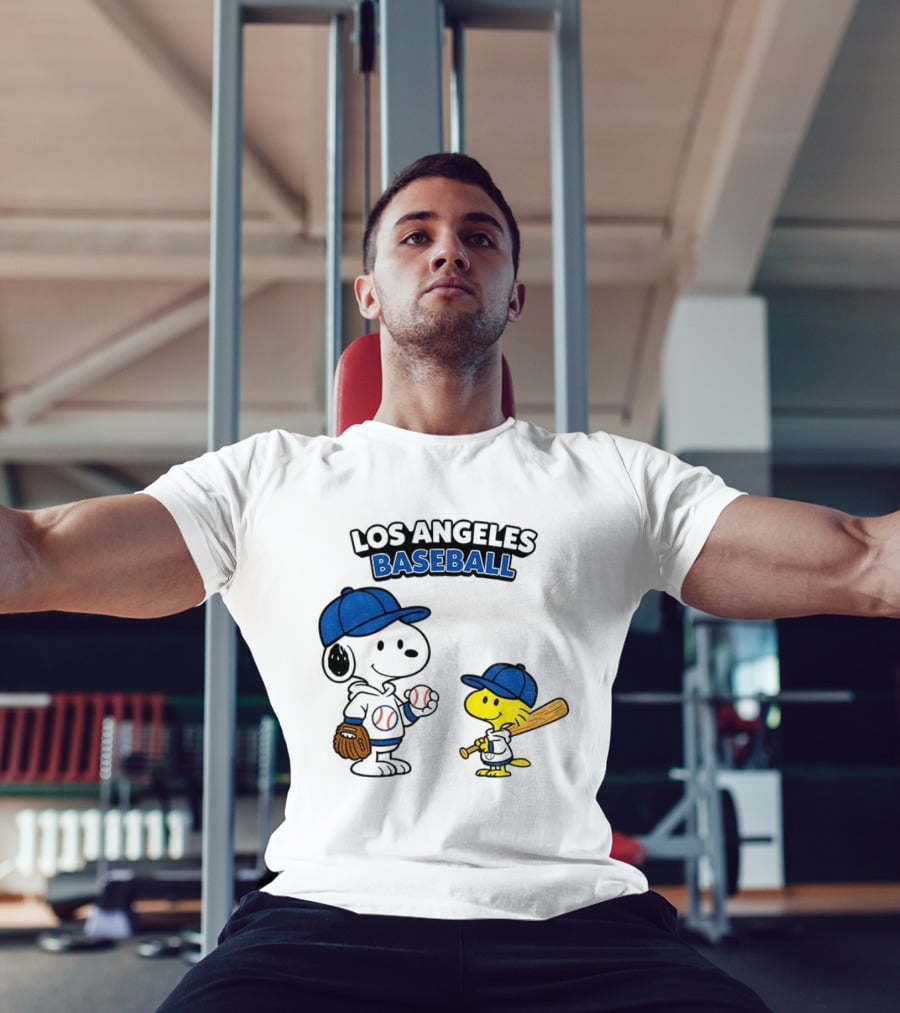Snoopy Woodstock Los Angeles Baseball Peanuts Cartoon MLB T-Shirt