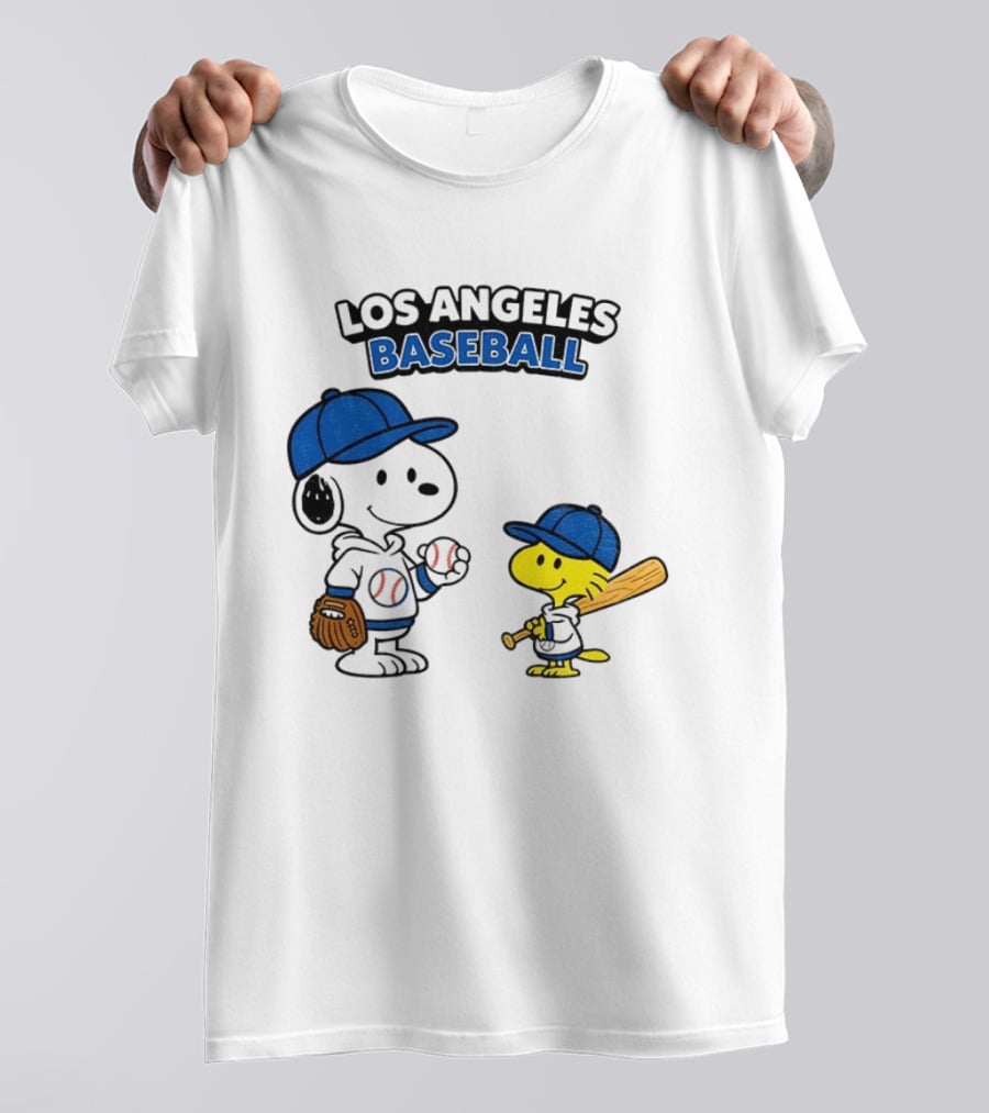 Snoopy Woodstock Los Angeles Baseball Peanuts Cartoon MLB T-Shirt