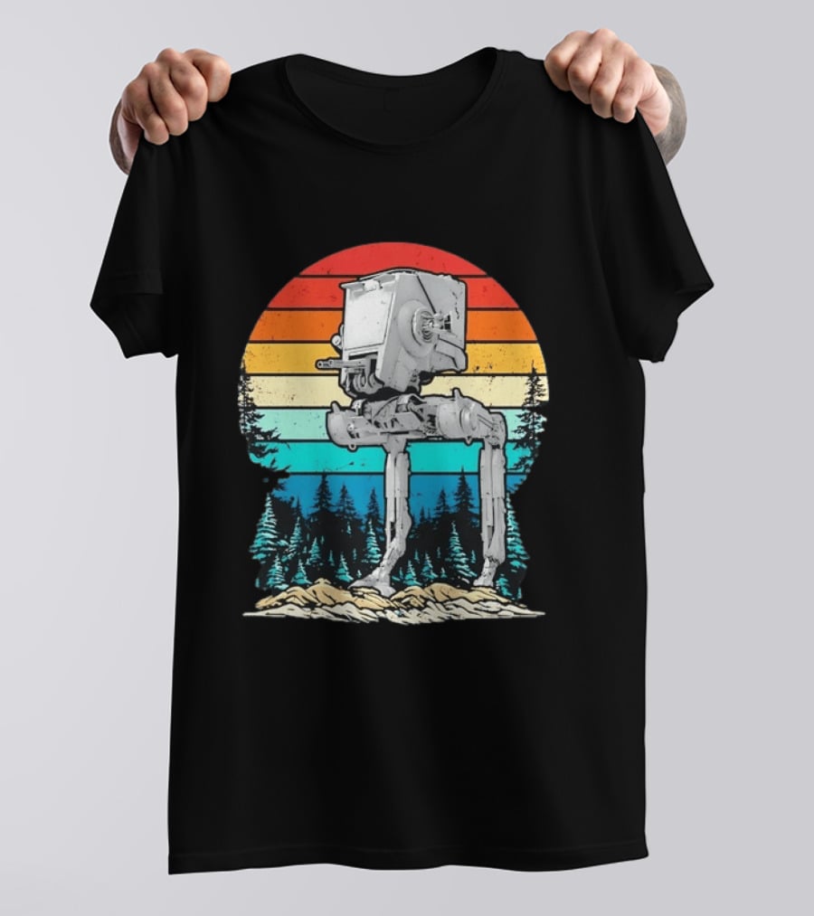 Star Wars AT ST Walker Retro Sunset And Pine Forest Scene T-Shirt