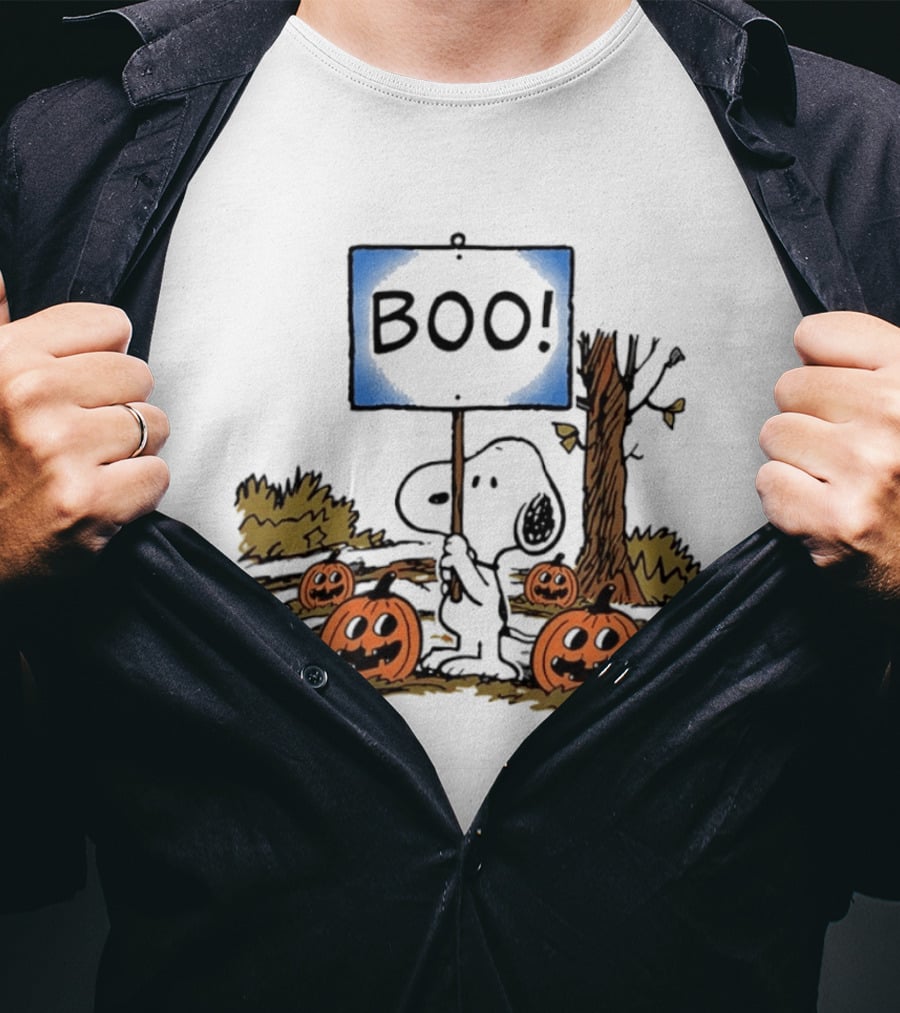 Snoopy Boo Sign Peanuts Halloween Pumpkins T-Shirt