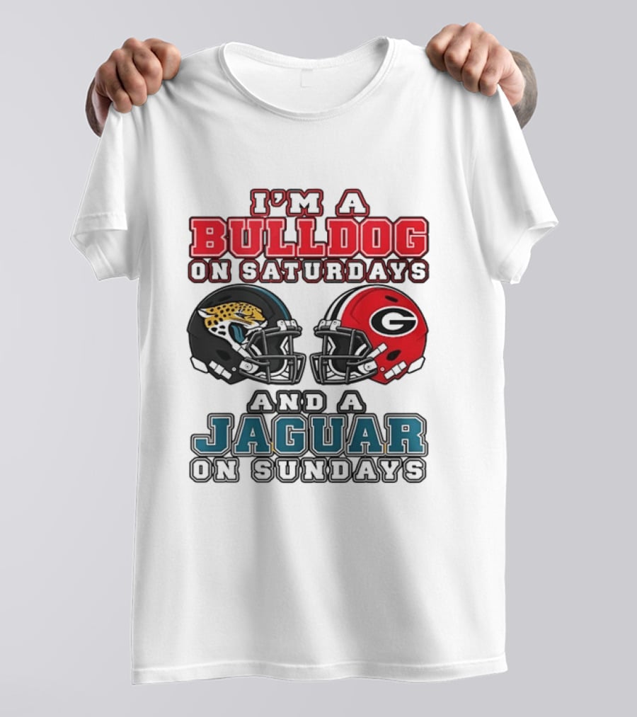 I'm A Bulldog On Saturdays Georgia Bulldogs And A Jaguar On Sundays Jacksonville Jaguars T-Shirt