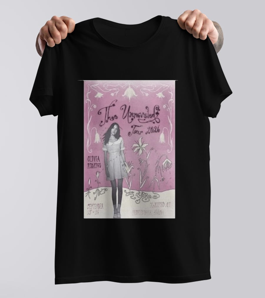 The Unraveled Tour Olivia Rodrigo 2026 Hartford Show September 26 XL Center Floral T-Shirt