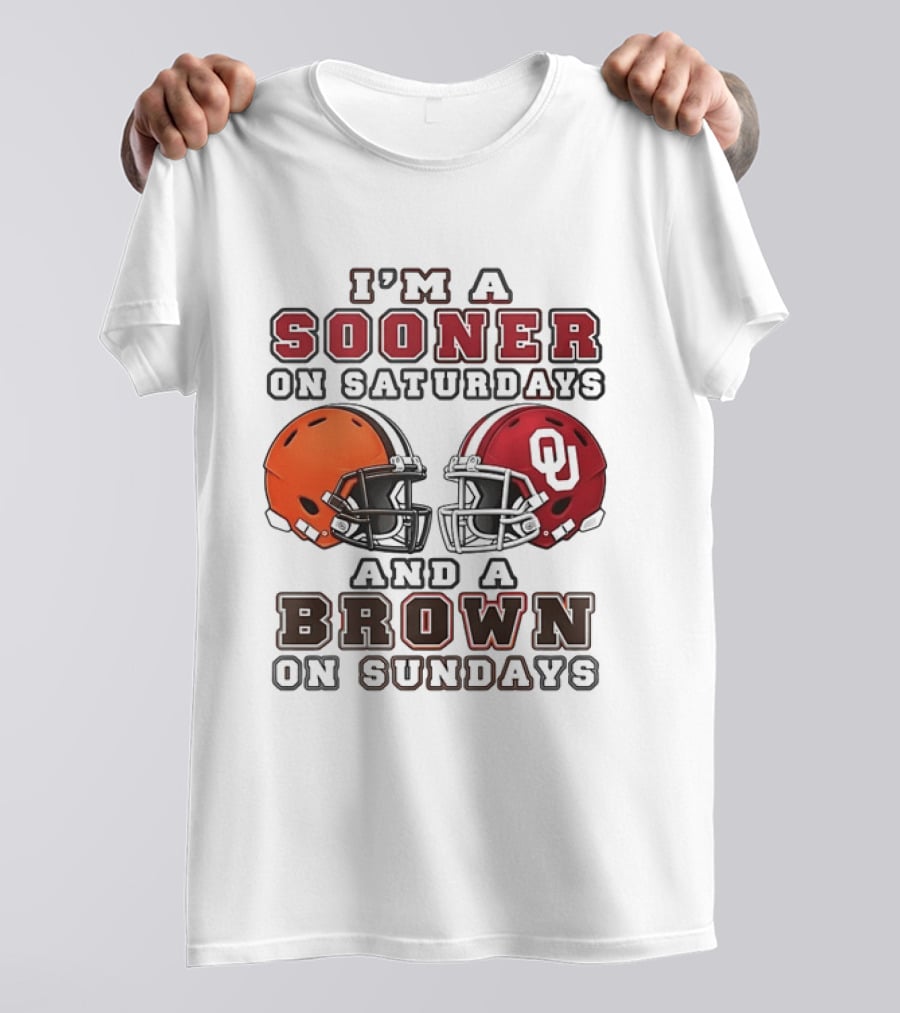 I'm A Sooner On Saturdays And A Brown On Sundays Football Helmets T-Shirt