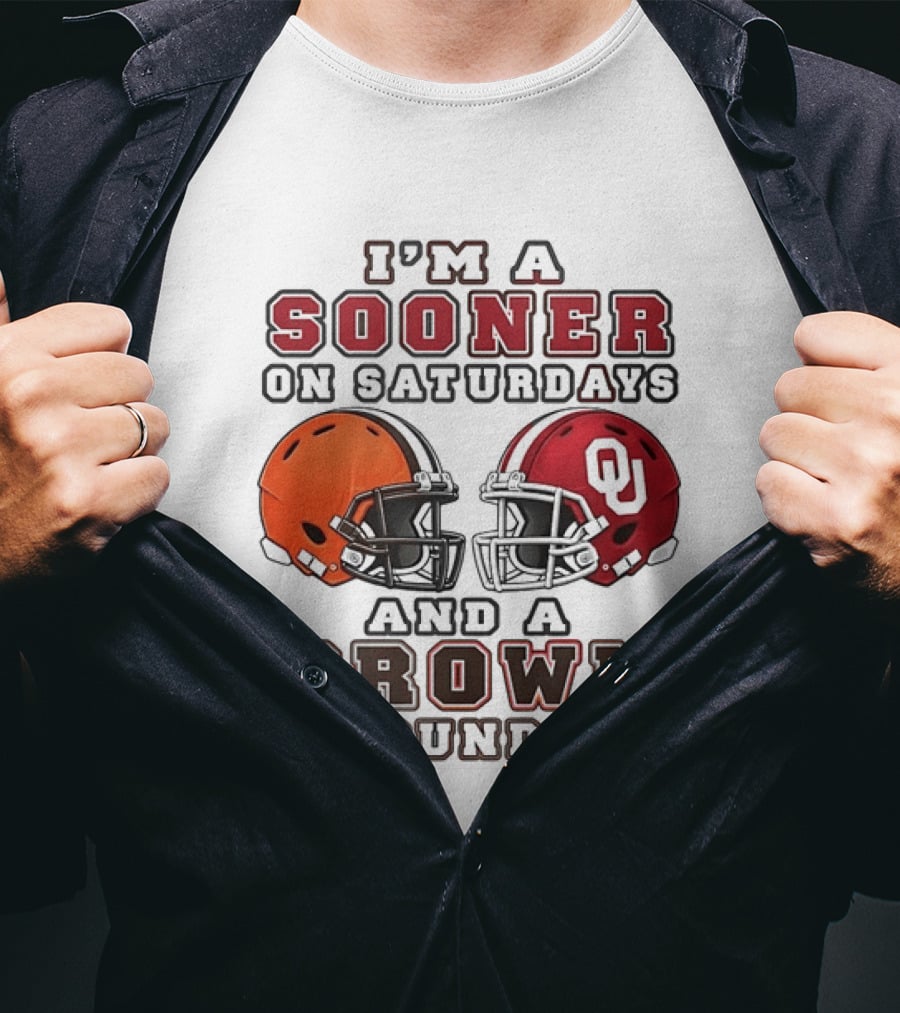 I'm A Sooner On Saturdays And A Brown On Sundays Football Helmets T-Shirt