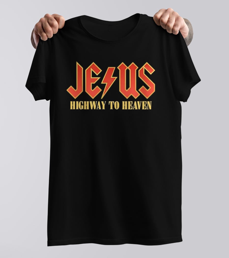 Jesus Highway To Heaven Lightning Bolt Christian Faith T-Shirt