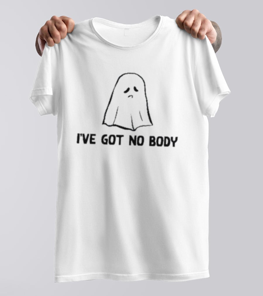 I've Got No Body Ghost Pun Halloween Spooky Cute Sad Ghost Drawing T-Shirt