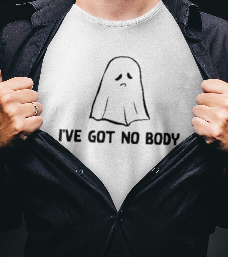 I've Got No Body Ghost Pun Halloween Spooky Cute Sad Ghost Drawing T-Shirt