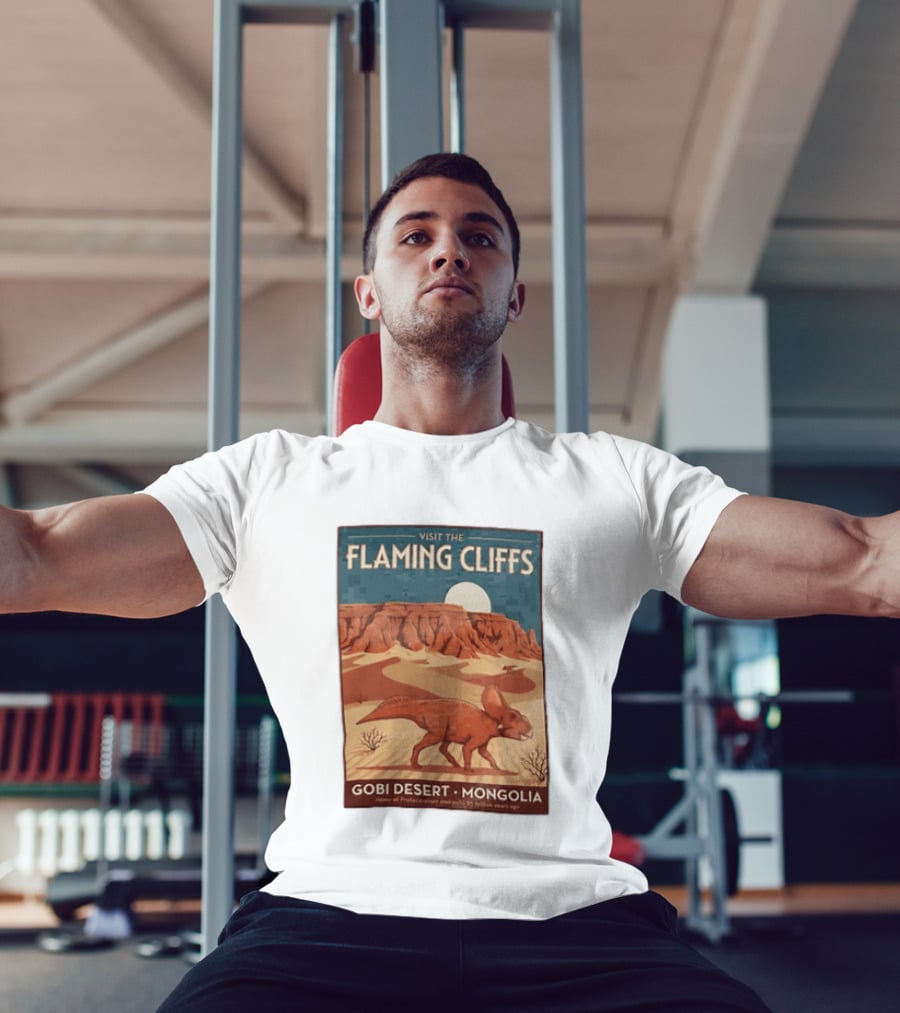 Visit The Flaming Cliffs Gobi Desert Mongolia Home Of Protoceratops Dinosaurs 75 Million Years Ago T-Shirt