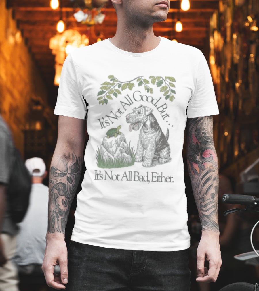 It's Not All Good But It's Not All Bad Either Dog And Turtle Under Yellow Leaves T-Shirt