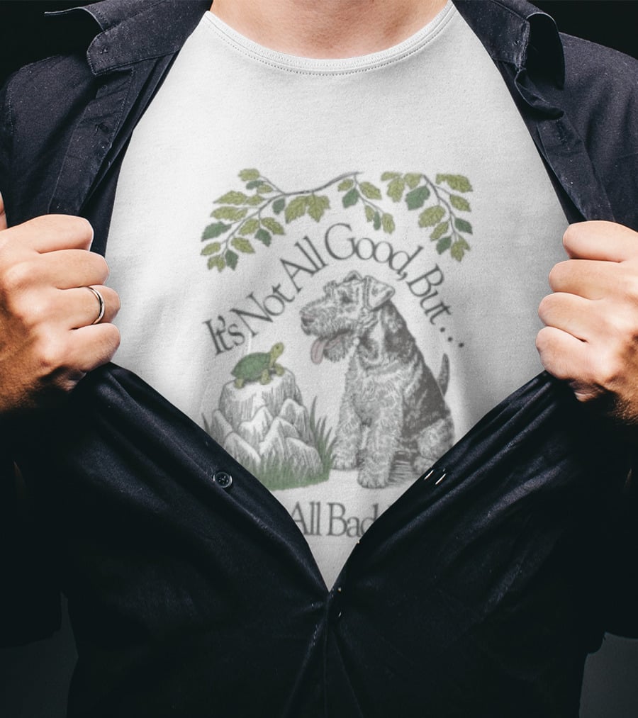 It's Not All Good But It's Not All Bad Either Dog And Turtle Under Yellow Leaves T-Shirt