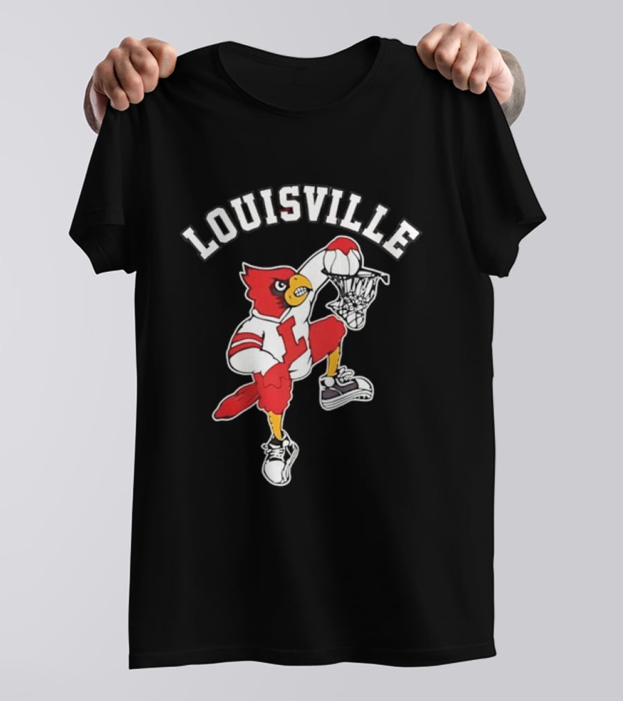 Louisville Cardinals Basketball Mascot Dunking T-Shirt