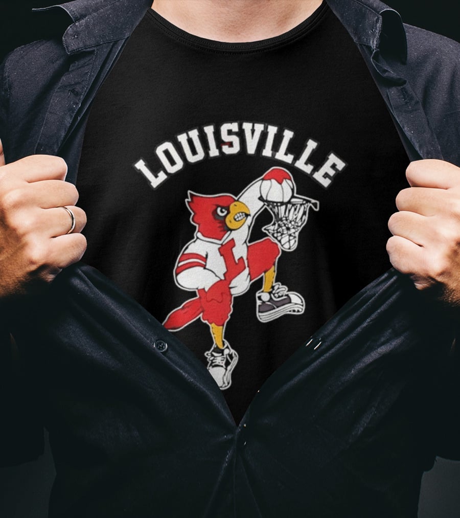 Louisville Cardinals Basketball Mascot Dunking T-Shirt