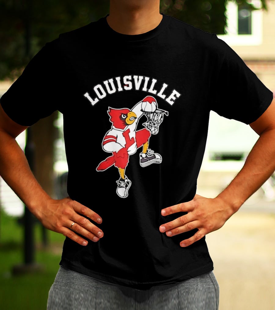 Louisville Cardinals Basketball Mascot Dunking T-Shirt