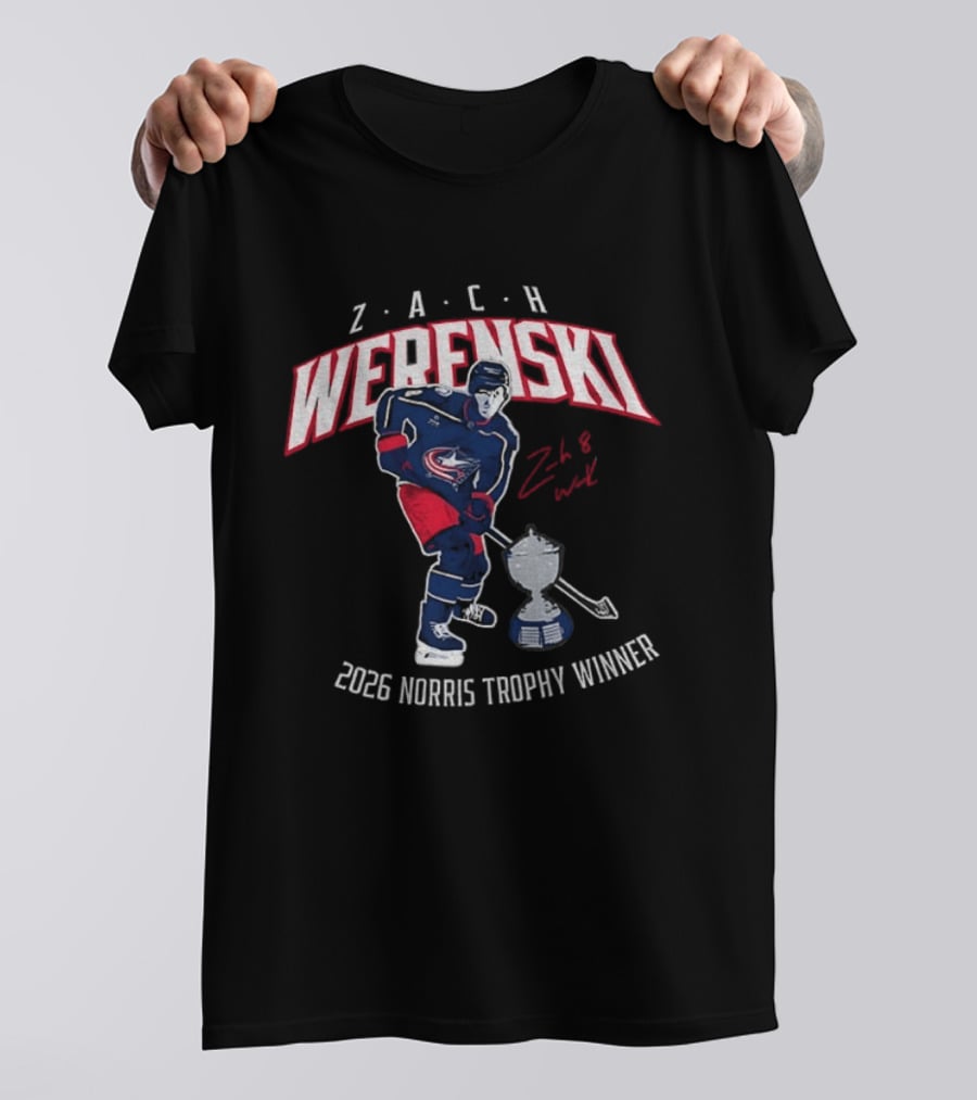 Zach Werenski Columbus Hockey 2026 Norris Trophy Winner T-Shirt