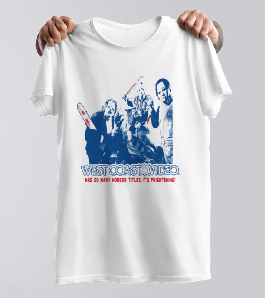 West Coast Video Horror It's Frightening Slasher Movie Halloween T-Shirt