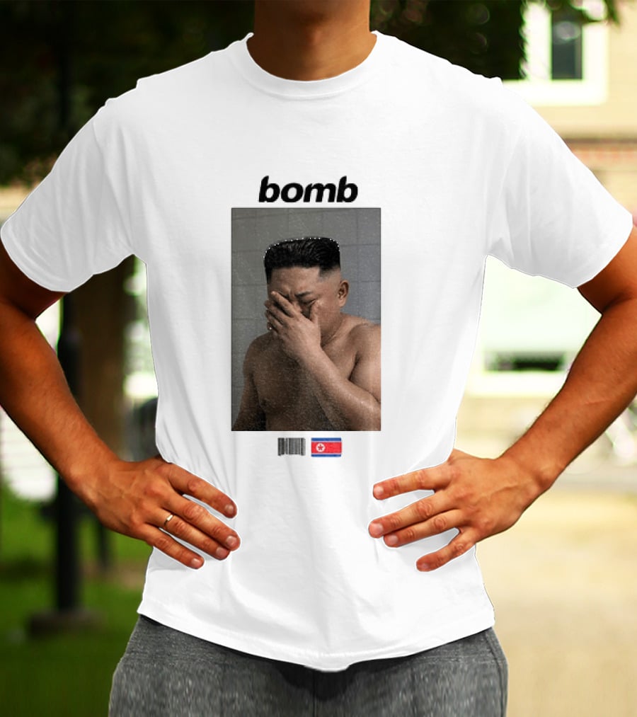 Kim Jong Un Bomb Meme Bathroom North Korea Flag T-Shirt