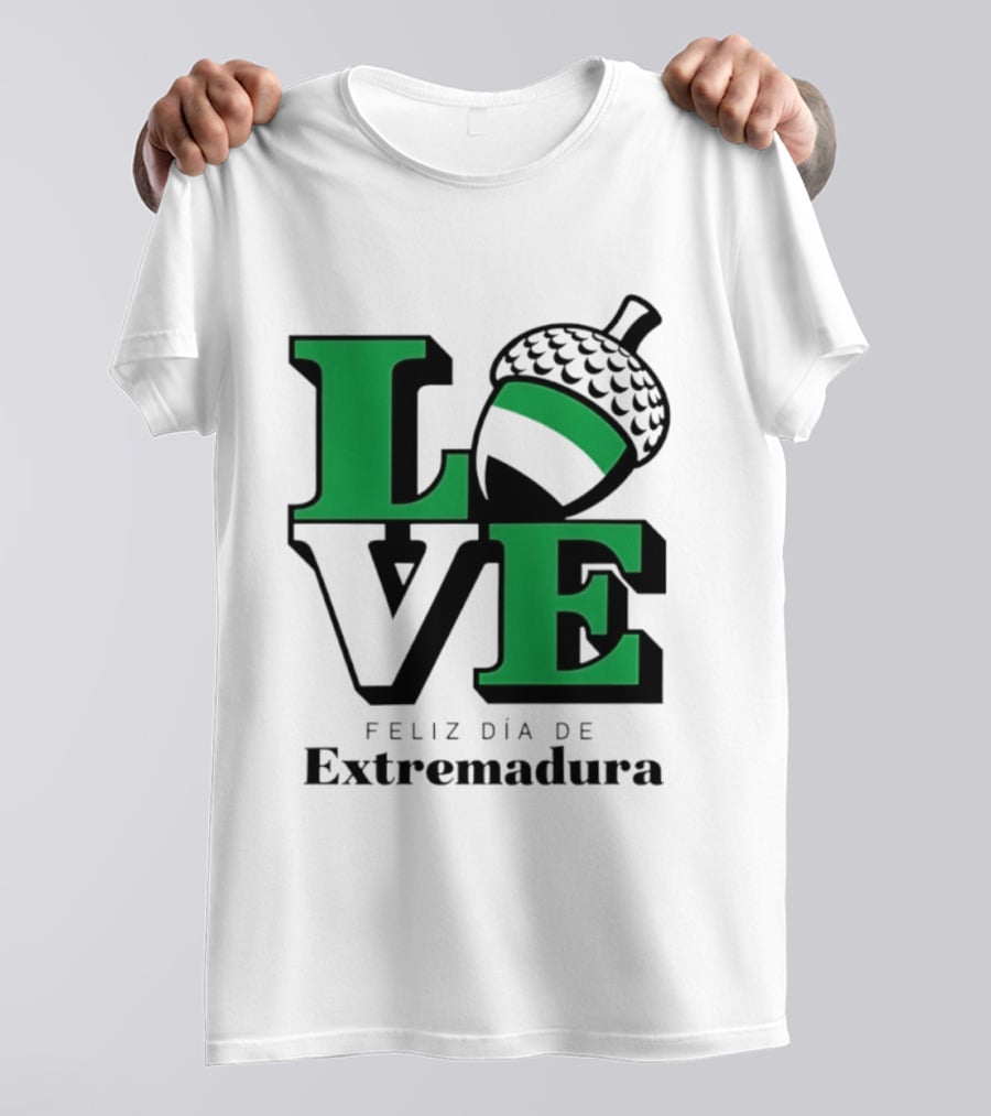 Love Feliz Día De Extremadura Acorn Icon Spain Celebration T-Shirt