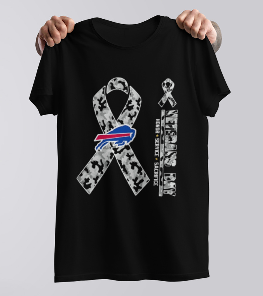 Buffalo Bills Camo Ribbon Veterans Day Honor Service Sacrifice T-Shirt