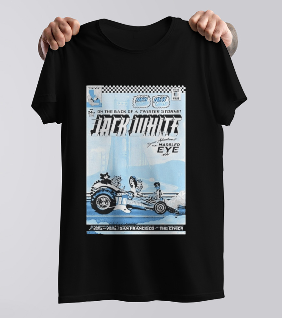 Jack White Twister Storm SF Comic Book Adventure Featuring Marbled Eye San Francisco The Civic T-Shirt